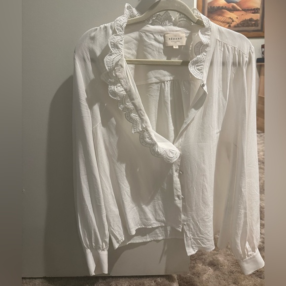 Sezane chlo top in cream - Picture 2 of 5